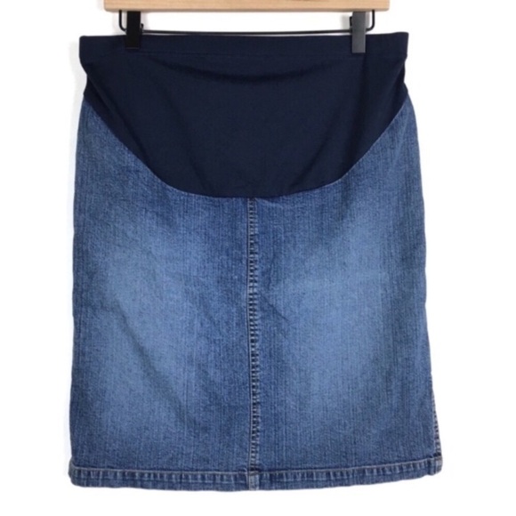 OLD NAVY Maternity Skirt Denim Jean Pencil Stretch Belly Band Minimalist Small - Picture 1 of 7